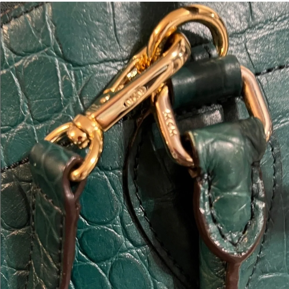 MCM 1st Lady Collection Teal Crocodile-Embossed Satchel